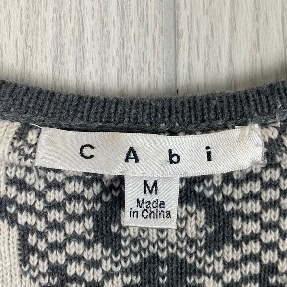 Cabi | Gray & White Peplum Shell Knit Top Size Medium - Picture 7 of 8